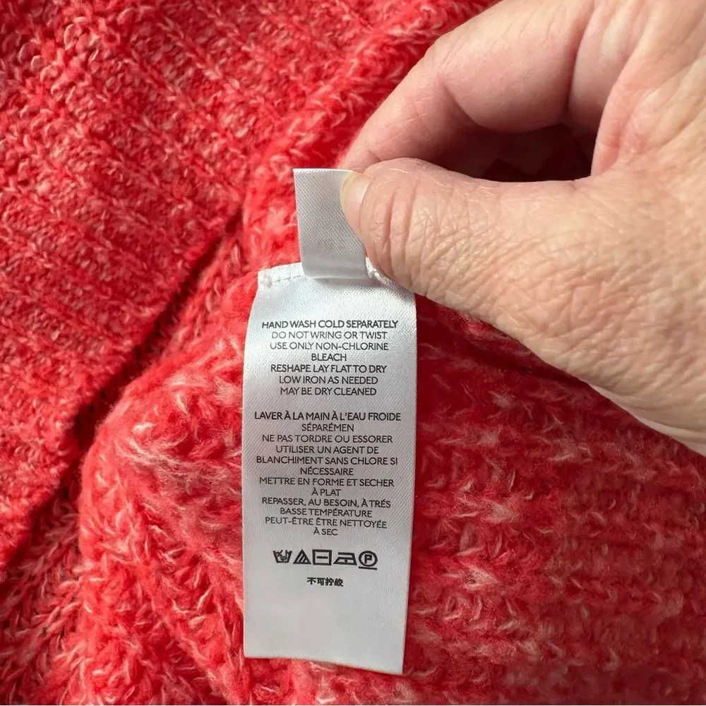 Anthropologie Vibrant Coral V-Neck Sweater S - Picture 11 of 13